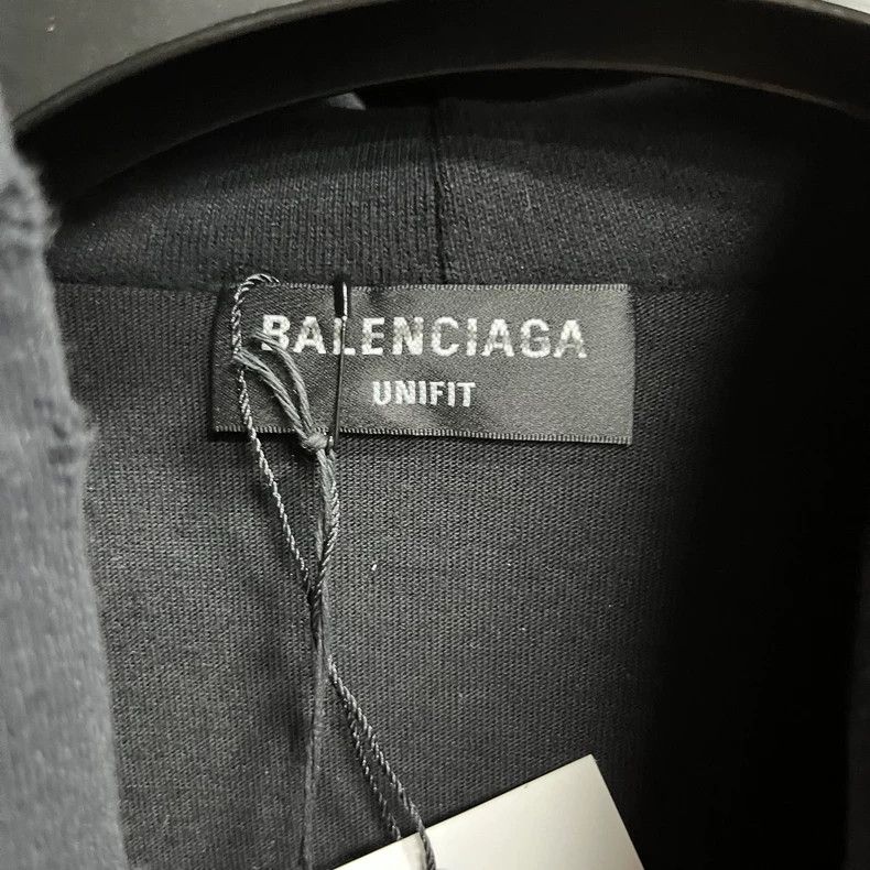 Balenciaga Black Hooded Sweatshirt with Distressed Details Size US S / EU 44-46 / 1 - 2 Thumbnail