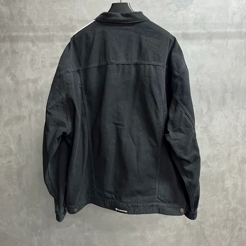 Balenciaga Black Printed Striped Long Sleeve Denim Jacket Size US L / EU 52-54 / 3 - 6 Thumbnail
