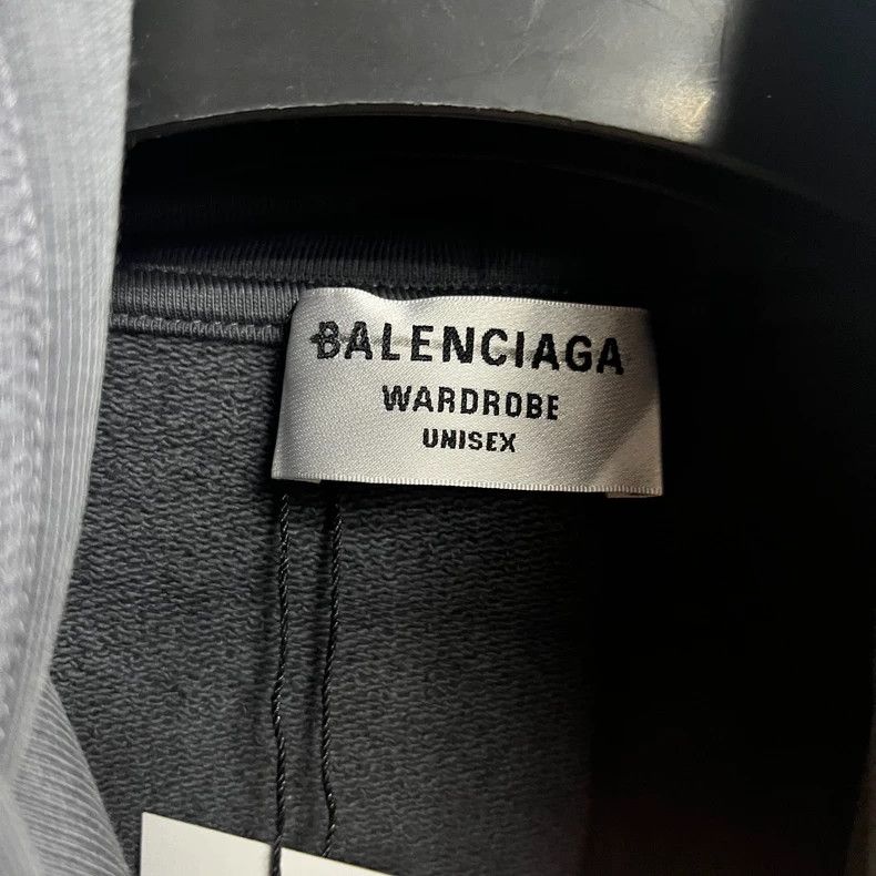 Balenciaga Gray Logo Print Hooded Sweatshirt Size US L / EU 52-54 / 3 - 2 Thumbnail