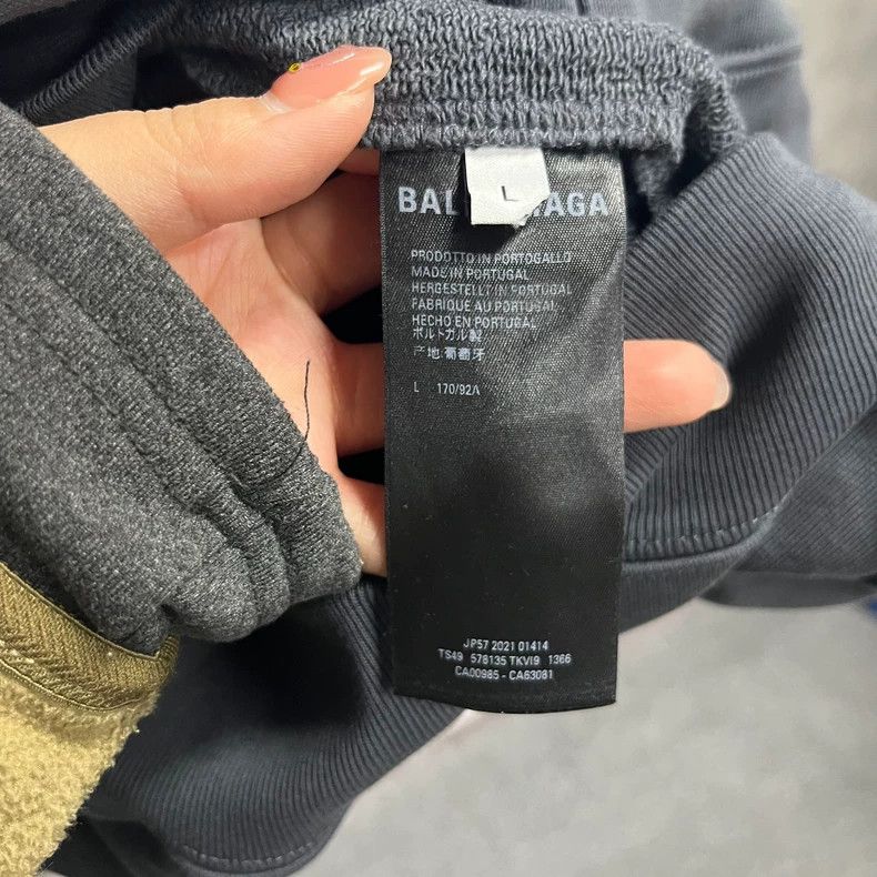 Balenciaga Gray Logo Print Hooded Sweatshirt Size US L / EU 52-54 / 3 - 4 Thumbnail