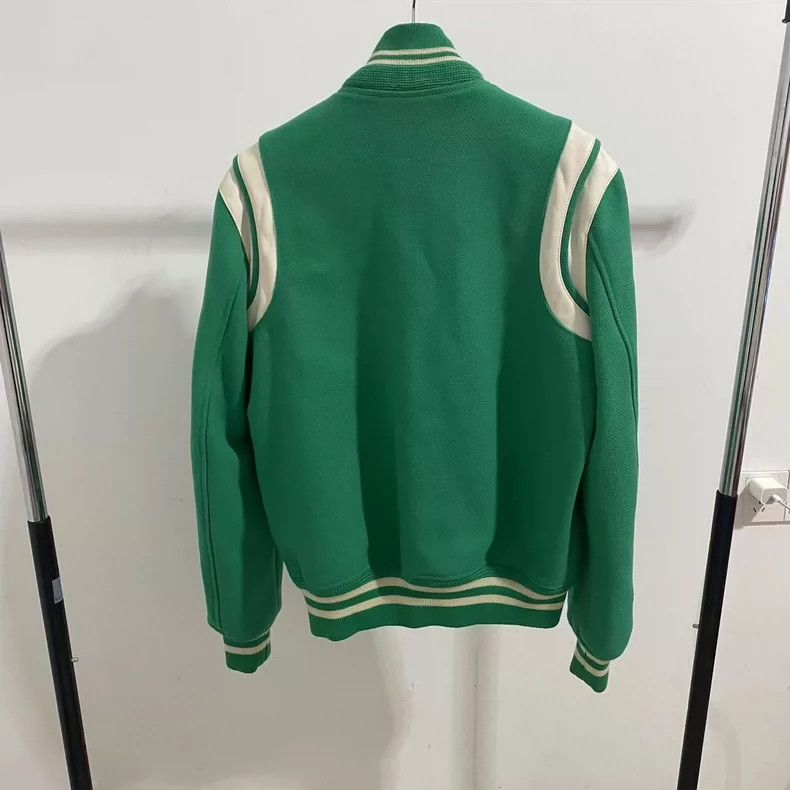 Saint Laurent Paris Saint Laurent Green and White Varsity Jacket Size US L / EU 52-54 / 3 - 2 Thumbnail