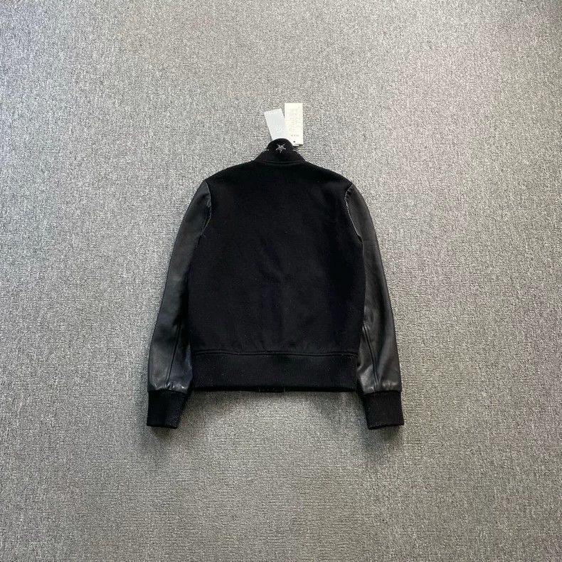 Saint Laurent Paris Saint Laurent Black Baseball Jacket with Stars Size US M / EU 48-50 / 2 - 2 Thumbnail
