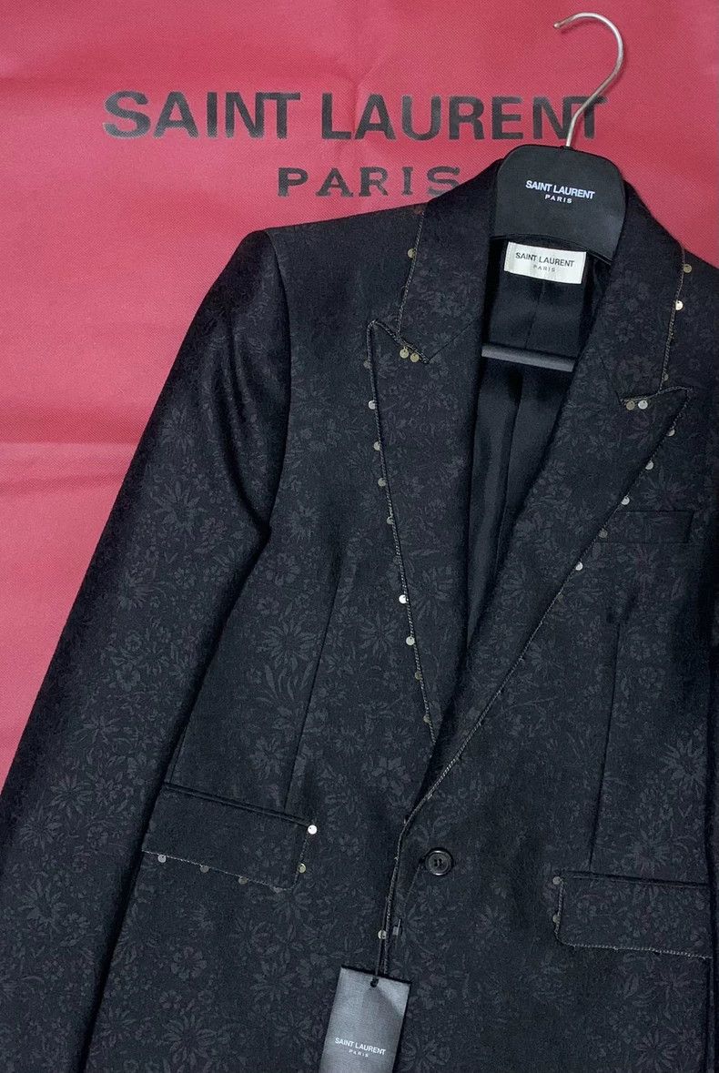 Saint Laurent Paris Saint Laurent Black Floral Chain Blazer Size XXL / US 16-18 / IT 52-54 - 8 Thumbnail