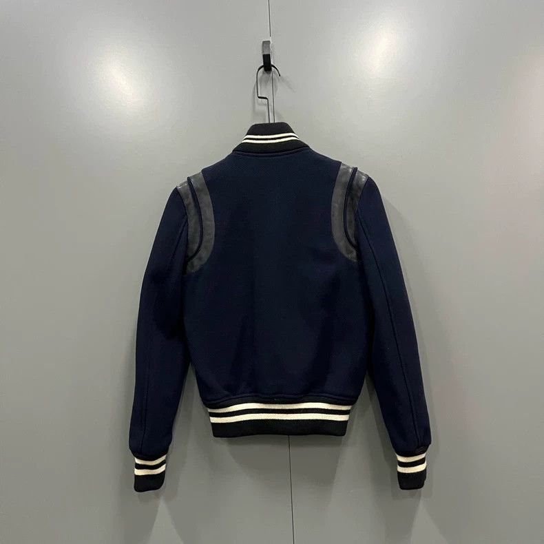 Yves Saint Laurent Saint Laurent Navy Leather Baseball Jacket Size US M / EU 48-50 / 2 - 2 Thumbnail