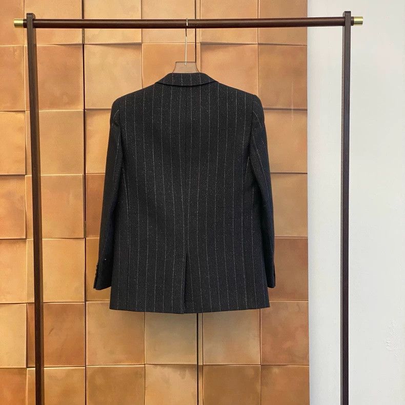 Saint Laurent Paris Saint Laurent Paris Gray Pinstripe Blazer Size US XL / EU 56 / 4 - 2 Thumbnail