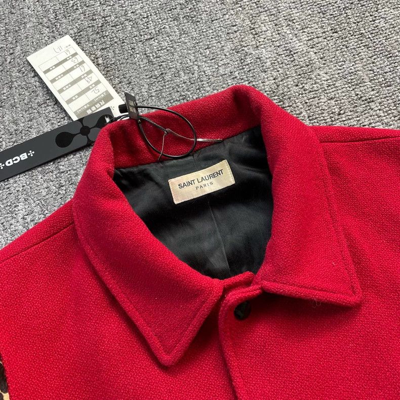 Saint Laurent Paris Saint Laurent Red Leopard Print Baseball Jacket Size US L / EU 52-54 / 3 - 8 Thumbnail