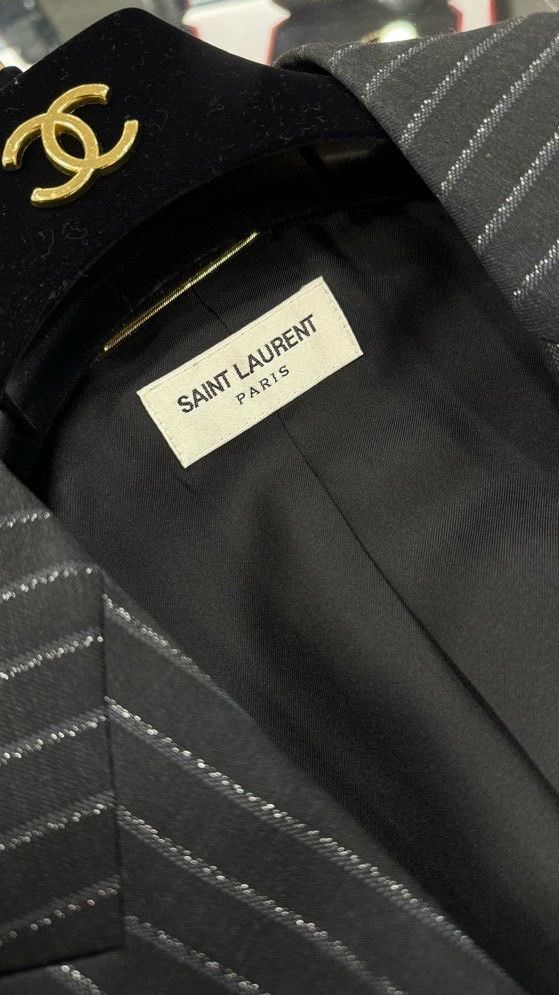 Saint Laurent Paris YSL RIVE GAUCHE Striped Wool Blazer Size US M / EU 48-50 / 2 - 4 Thumbnail
