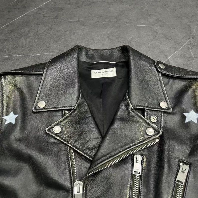 Saint Laurent Paris Saint Laurent Vintage Leather Motorcycle Jacket Size US L / EU 52-54 / 3 - 4 Thumbnail