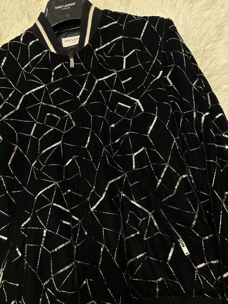 Saint Laurent Paris Saint Laurent Black Velvet Bomber Jacket Size US XL / EU 56 / 4 - 2 Thumbnail