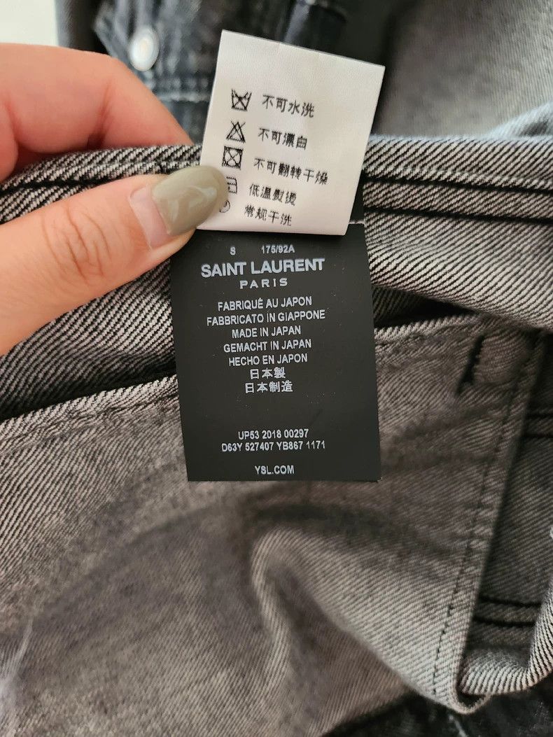 Saint Laurent Paris YSL Stone-Washed Denim Jacket in Gray Size US S / EU 44-46 / 1 - 5 Thumbnail