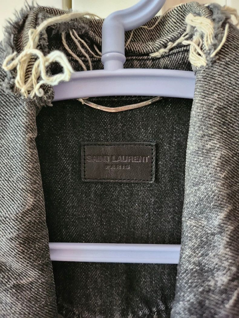 Saint Laurent Paris YSL Stone-Washed Denim Jacket in Gray Size US S / EU 44-46 / 1 - 3 Thumbnail