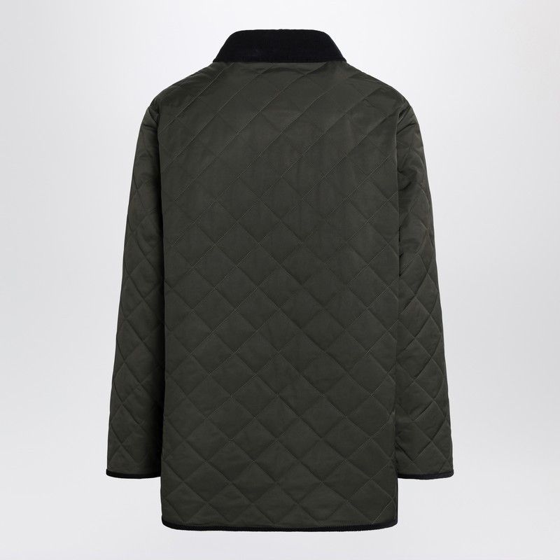Valentino Olive Green Quilted Jacket With Vlogo Patch
