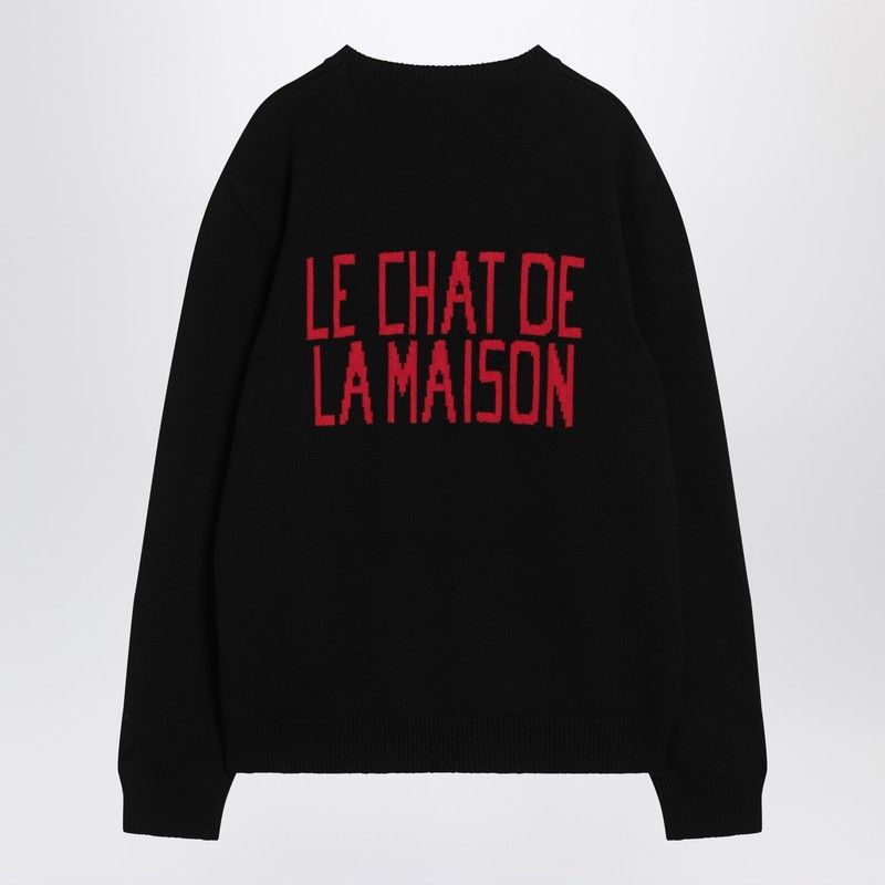 Valentino Valentino Black Sweater With Le Chat De La Maison Patch Size US L / EU 52-54 / 3 - 2 Thumbnail