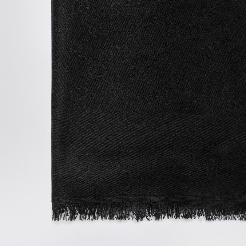 Gucci Gucci Black Wool And Silk Gg Jacquard Shawl Size ONE SIZE - 2 Thumbnail