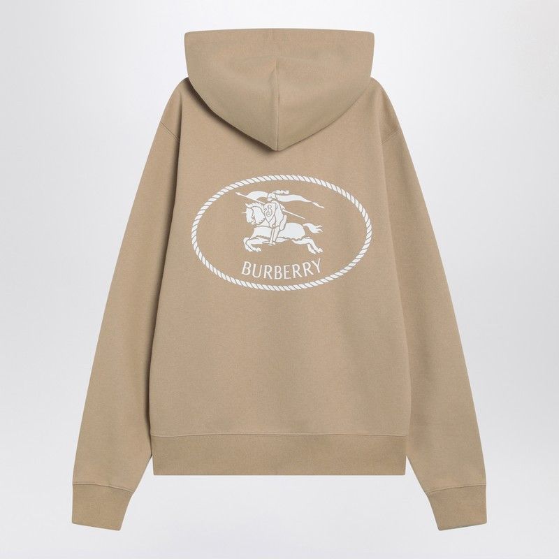 パーカー・フーディ BURBERRY KNIGHT STAMP BEIGE HOODIE Knight Stamp Cotton Hoodie in Flax beige - Men | Burberry