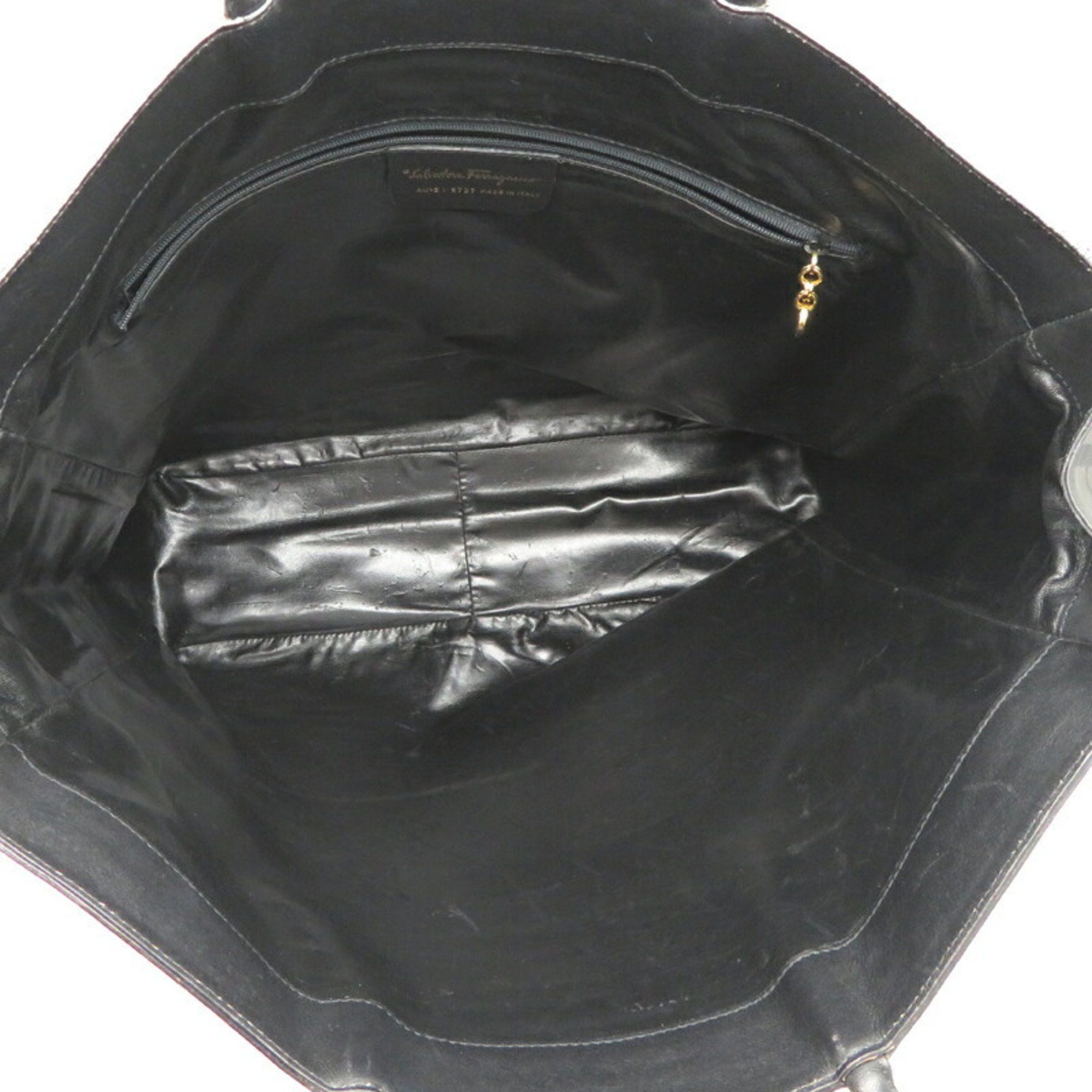 Salvatore Ferragamo Salvatore Ferragamo Women's and Men's Tote Bag AU-21-5727 Leather Black Size ONE SIZE - 6 Thumbnail