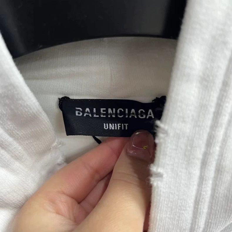 Balenciaga White Logo Print Distressed Sweatshirt Size US XS / EU 42 / 0 - 2 Thumbnail