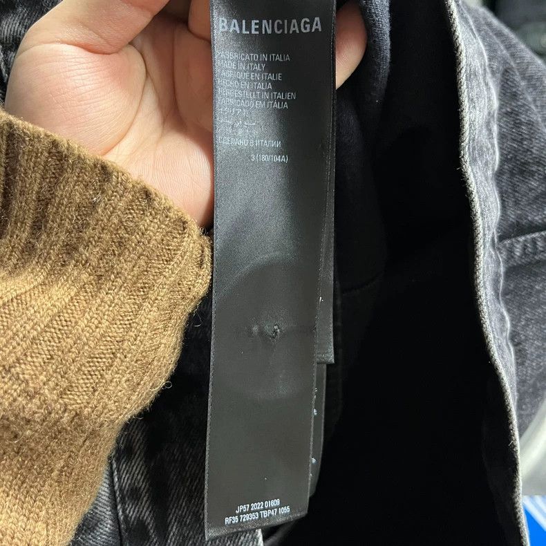 Balenciaga Black Gray Denim Jacket with Logo Size US M / EU 48-50 / 2 - 4 Thumbnail