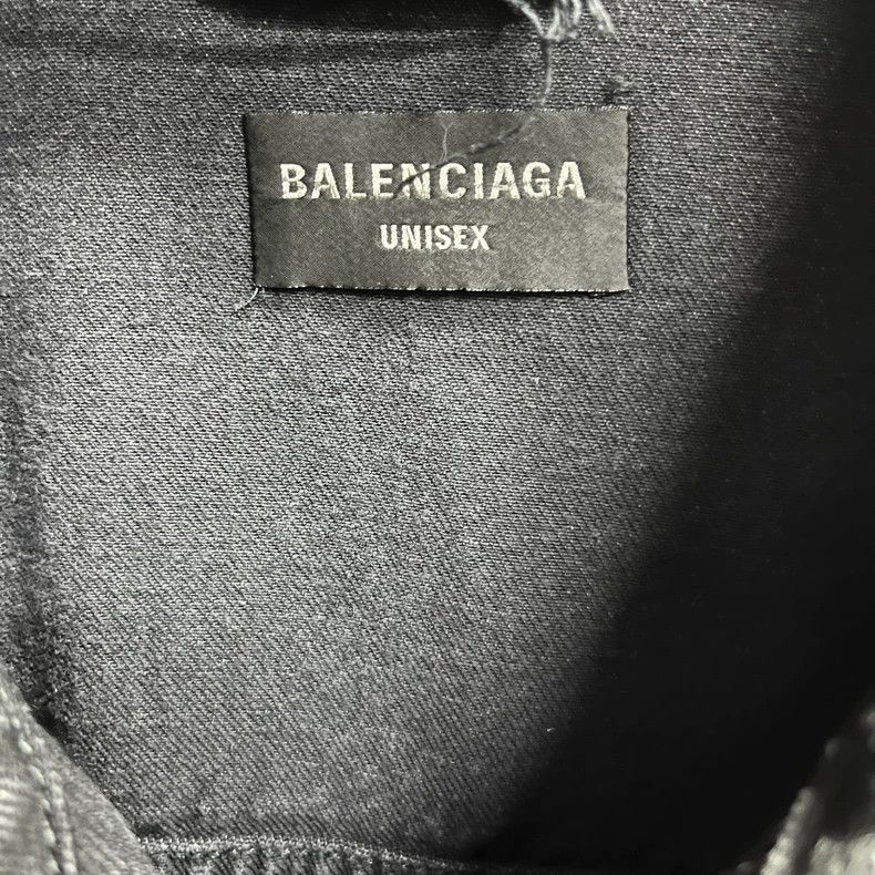 Balenciaga Black Gray Denim Jacket with Logo Size US M / EU 48-50 / 2 - 2 Thumbnail