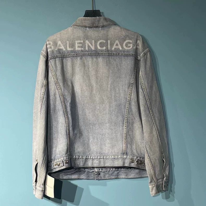 Balenciaga Balenciaga Light Blue Denim Jacket with Logo Size US XL / EU 56 / 4 - 2 Thumbnail