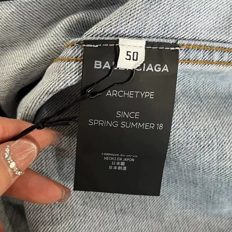 Balenciaga Balenciaga Light Blue Denim Jacket with Logo Size US XL / EU 56 / 4 - 4 Thumbnail