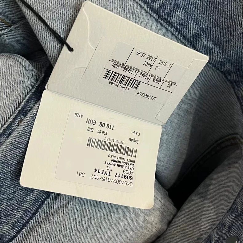 Balenciaga Balenciaga Light Blue Denim Jacket with Logo Size US XL / EU 56 / 4 - 6 Thumbnail