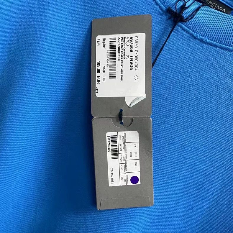 Balenciaga Balenciaga Light Blue Logo Sweatshirt Size US XS / EU 42 / 0 - 5 Thumbnail