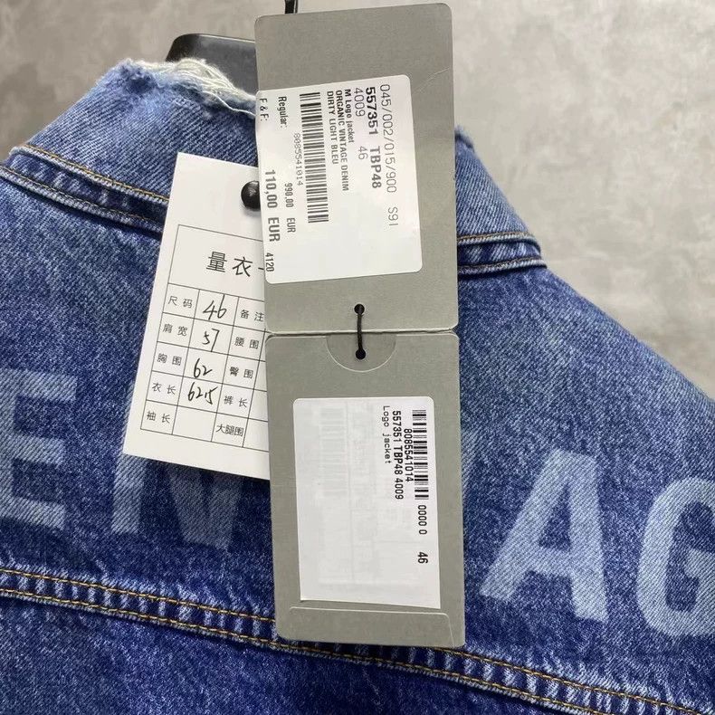 Balenciaga Balenciaga Blue Logo Denim Jacket Size US L / EU 52-54 / 3 - 5 Thumbnail