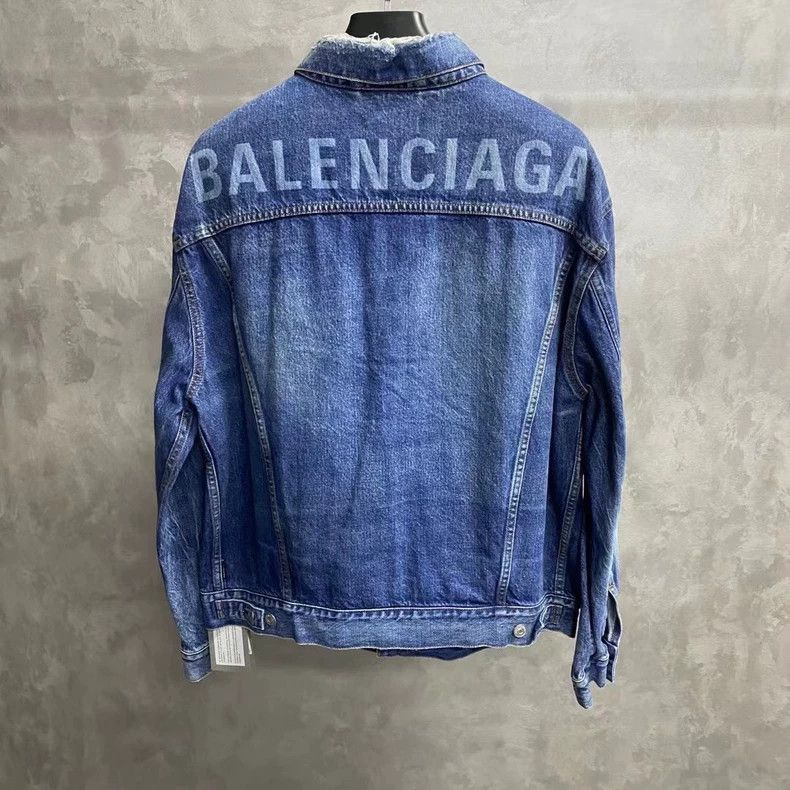 Balenciaga Balenciaga Blue Logo Denim Jacket Size US L / EU 52-54 / 3 - 2 Thumbnail