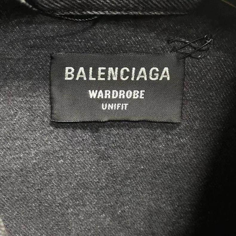 Balenciaga Balenciaga Black Grey Logo Denim Jacket Size US M / EU 48-50 / 2 - 3 Thumbnail