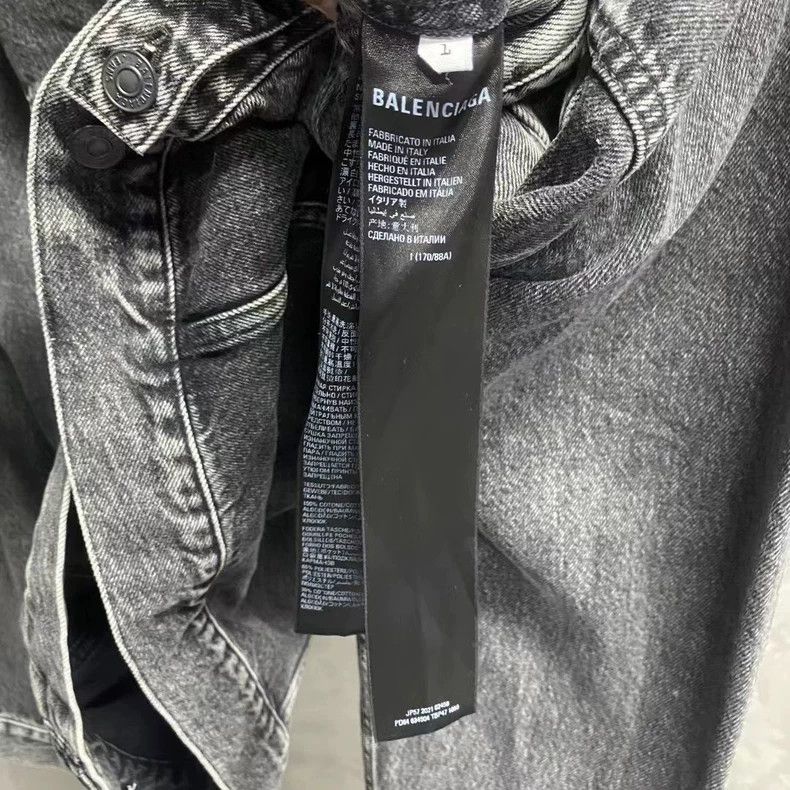 Balenciaga Balenciaga Black Grey Logo Denim Jacket Size US M / EU 48-50 / 2 - 6 Thumbnail