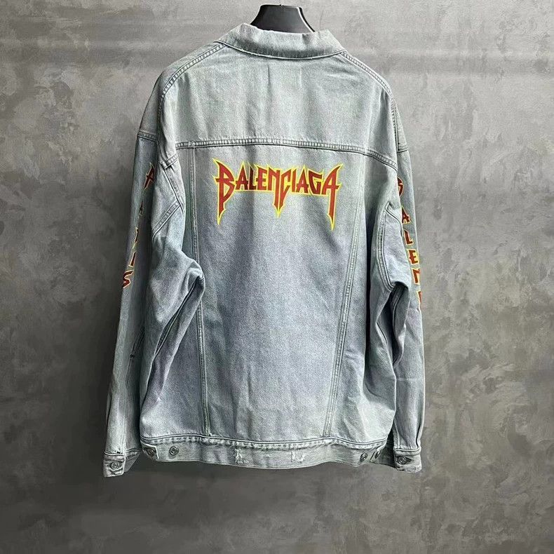 Balenciaga Balenciaga Blue Logo Denim Jacket Size US M / EU 48-50 / 2 - 2 Thumbnail