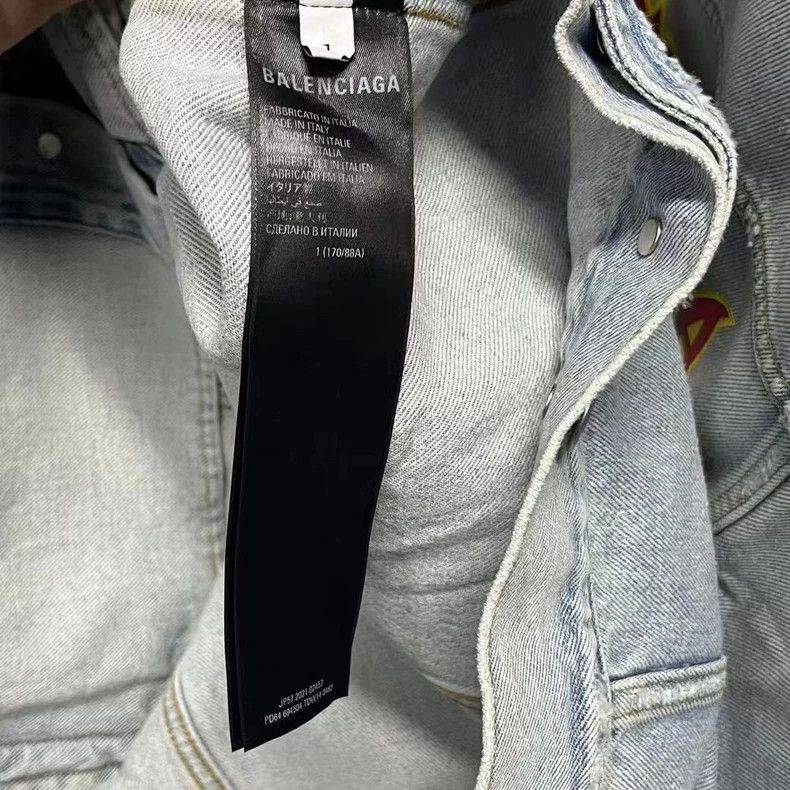 Balenciaga Balenciaga Blue Logo Denim Jacket Size US M / EU 48-50 / 2 - 5 Thumbnail