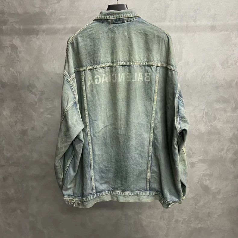 Balenciaga Blue Logo Denim Jacket from Balenciaga Size US M / EU 48-50 / 2 - 2 Thumbnail
