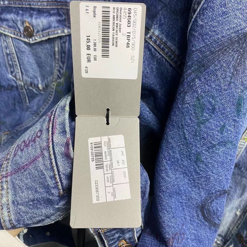 Balenciaga Balenciaga Blue Graffiti Logo Denim Jacket Size US M / EU 48-50 / 2 - 8 Thumbnail