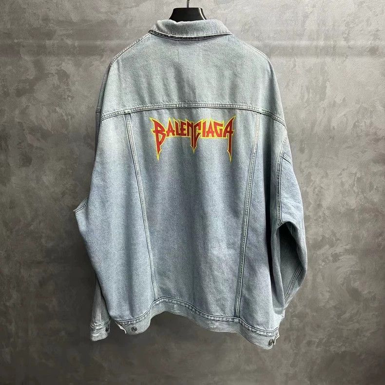 Balenciaga Blue Logo Denim Jacket from Balenciaga Size US M / EU 48-50 / 2 - 2 Thumbnail