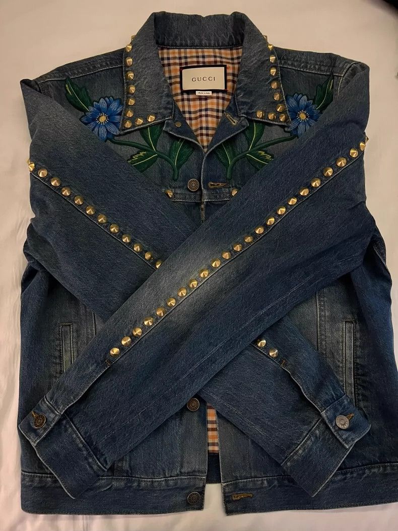 Gucci Gucci Denim Jacket with Floral Embroidery Size US L / EU 52-54 / 3 - 2 Thumbnail