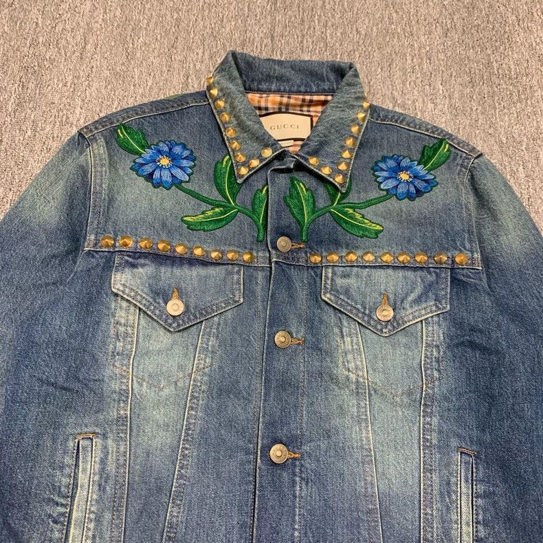 Gucci Gucci Denim Jacket with Floral Embroidery Size US XL / EU 56 / 4 - 3 Thumbnail