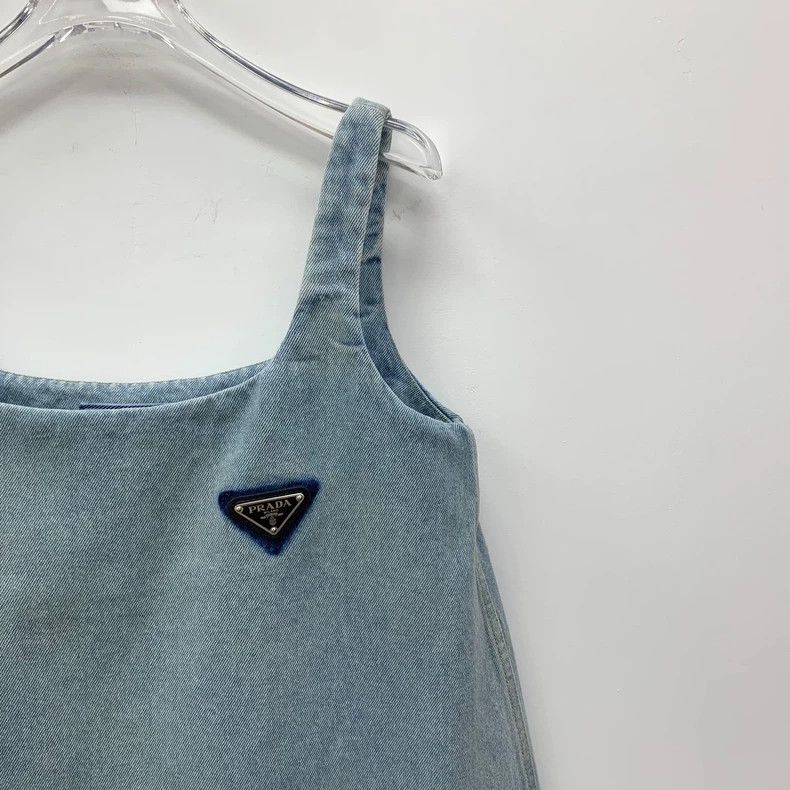 Prada Blue Triangle Logo Cotton Dress Size M / US 6-8 / IT 42-44 - 3 Thumbnail