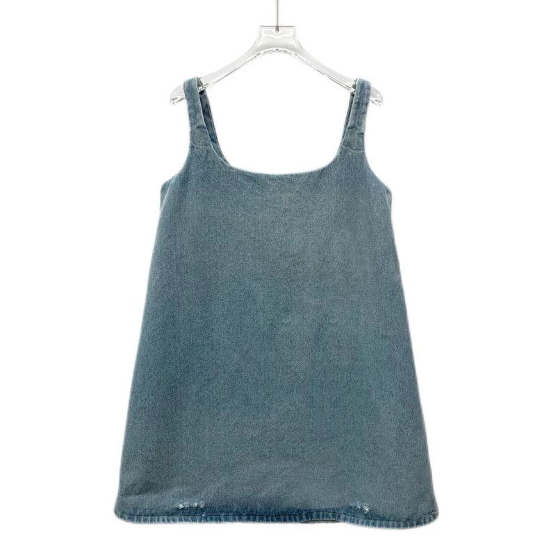 Prada Blue Triangle Logo Cotton Dress Size M / US 6-8 / IT 42-44 - 2 Thumbnail