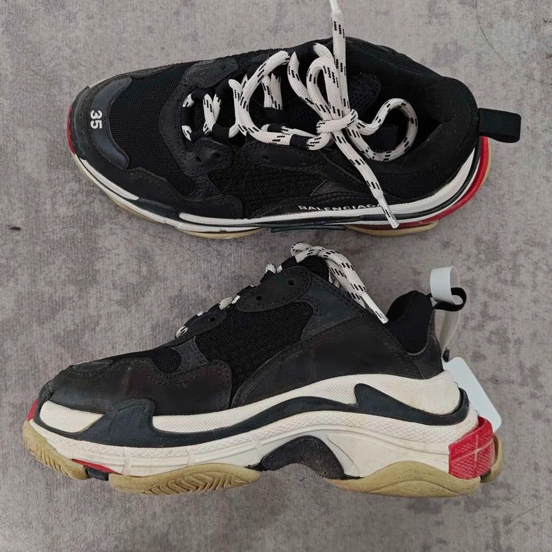 Balenciaga Balenciaga Triple S Black Red Sneakers Size US 5 / EU 37 - 4 Thumbnail