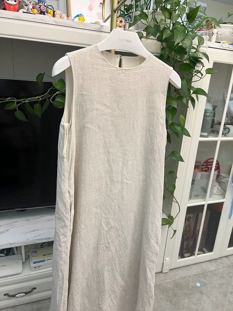 The Row Short Natural Linen Loose Dress Size S-yf Size 24" / US 00 / IT 34 - 3 Thumbnail