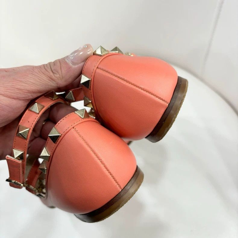 Valentino Valentino Classic Studded Orange Flats Size 37.5 Size US 7 / IT 37 - 2 Thumbnail