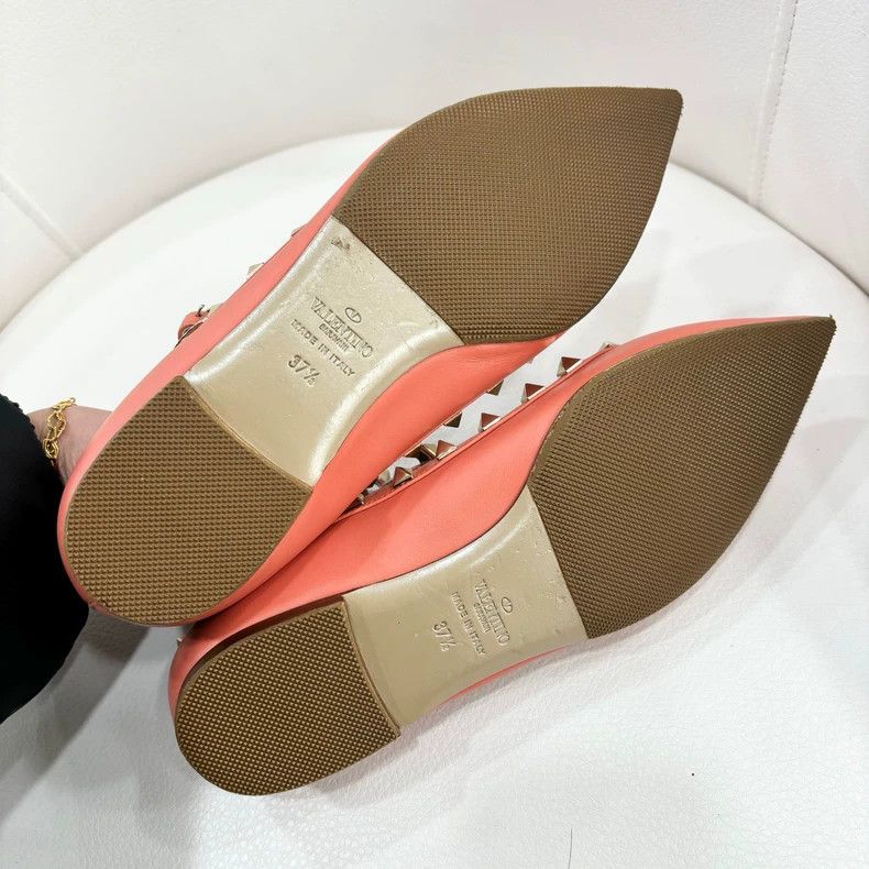 Valentino Valentino Classic Studded Orange Flats Size 37.5 Size US 7 / IT 37 - 5 Thumbnail