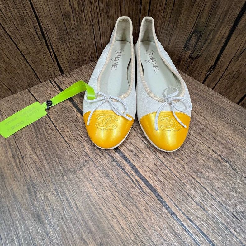 Chanel Chanel White Yellow Ballet Flats Size 36.5 Size US 6 / IT 36 - 2 Thumbnail