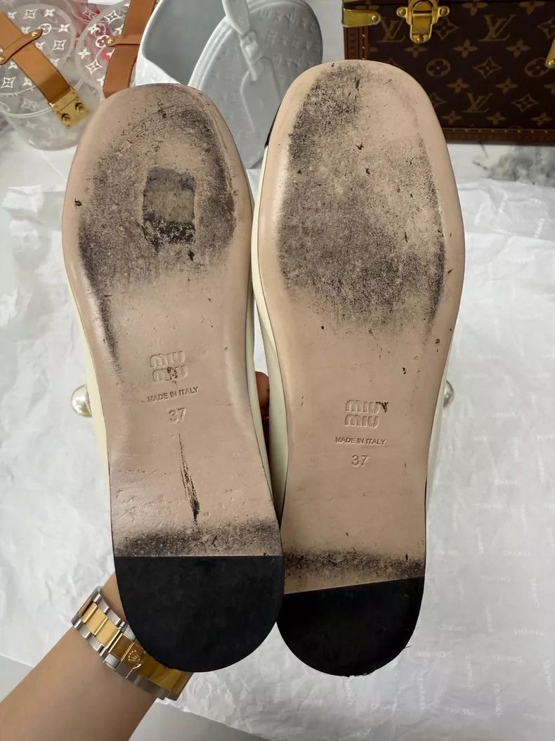 Prada Miu Miu Pearl Chain Flat Mary Jane Shoes Size US 8 / IT 38 - 5 Thumbnail