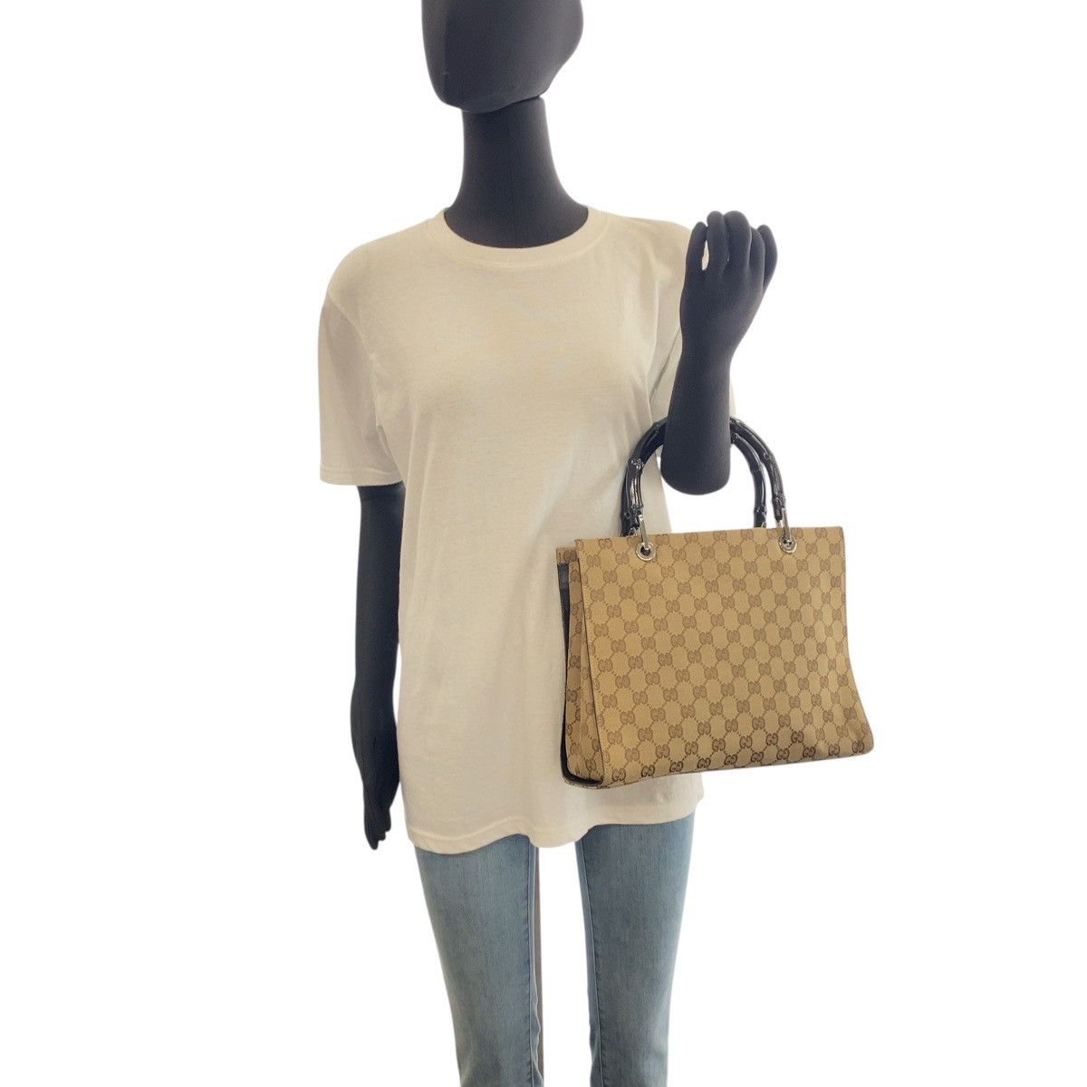 Gucci Gucci Gucci Bamboo GG Canvas Tote Bag Canvas Tote Bag 002 1016 DUTY FREE for USA Size ONE SIZE - 5 Thumbnail