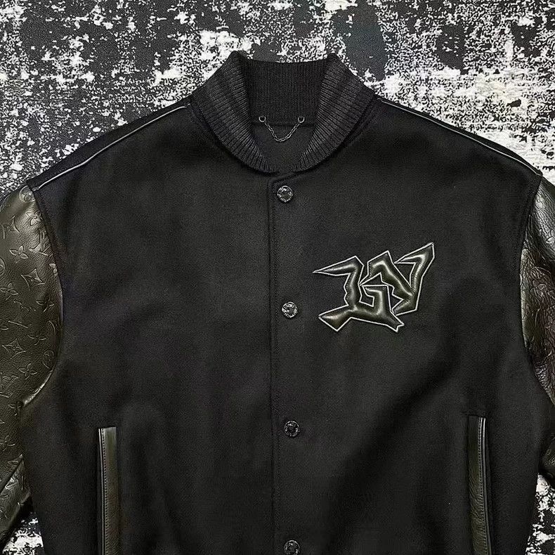 Louis Vuitton Louis Vuitton Black Leather Sleeve Bomber Jacket Size US M / EU 48-50 / 2 - 2 Thumbnail