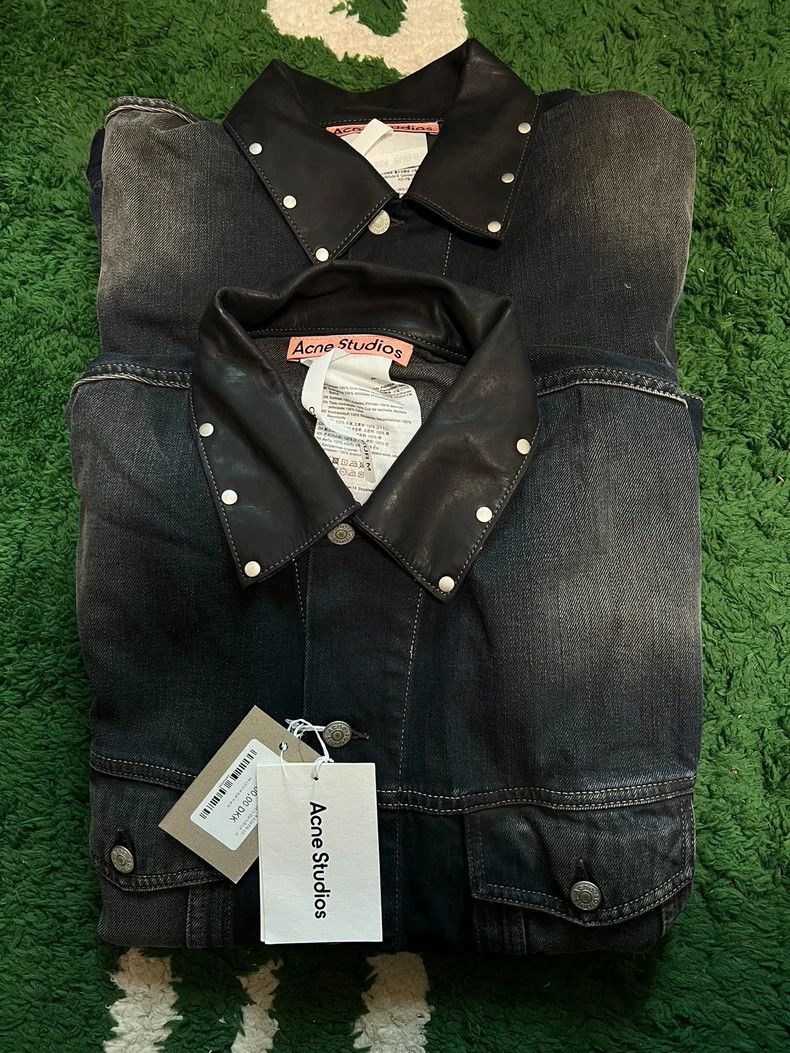 Acne Studios Acne Studios Denim Jacket with Leather Collar Size US S / EU 44-46 / 1 - 4 Thumbnail