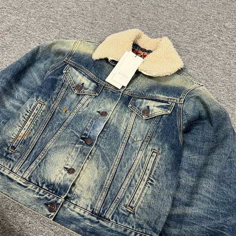 Gucci Gucci Denim Jacket with Leopard Fur Collar Size US L / EU 52-54 / 3 - 3 Thumbnail
